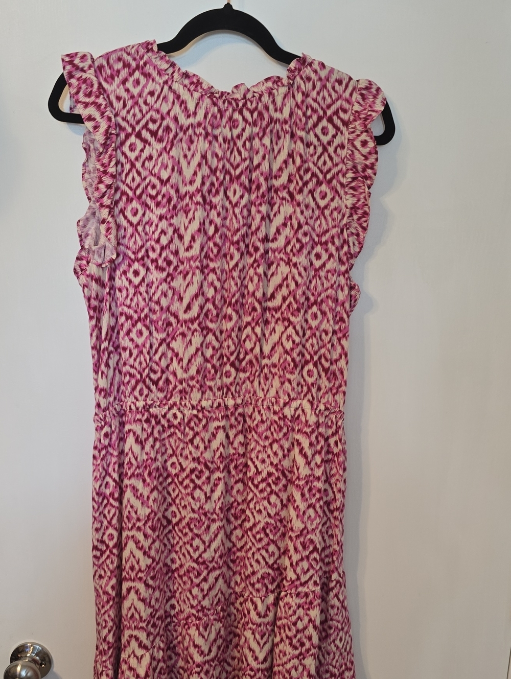 Who What Wear Pink Ikat High-Low Ruffle Dress